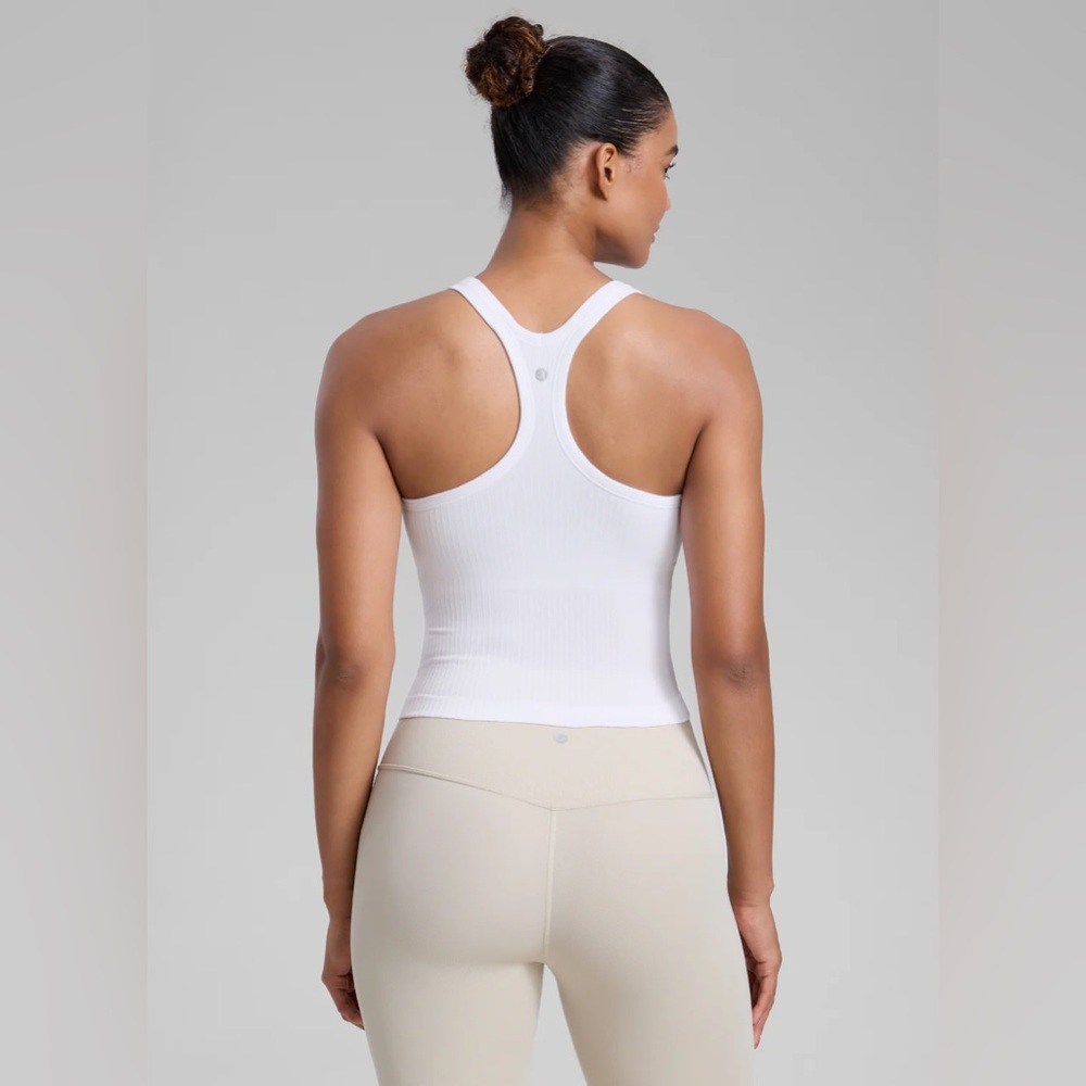Seamless Racerback Built in Bra Ribbed Tank - Picture 2 of 7